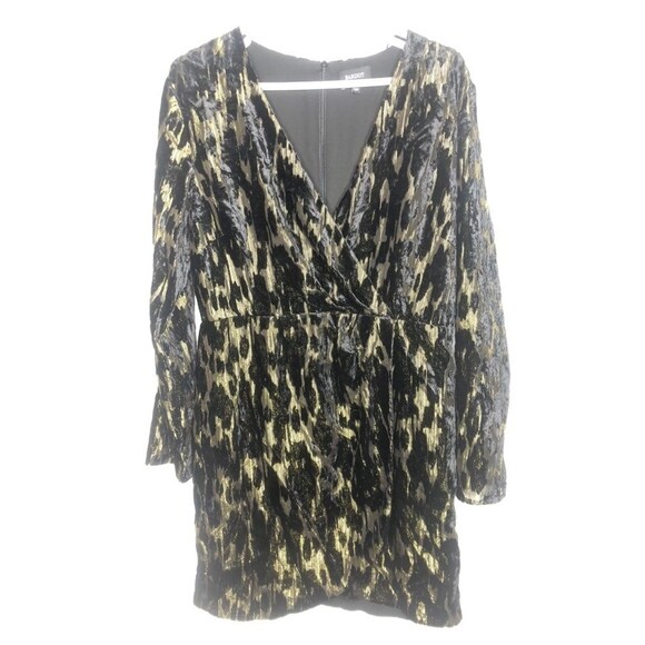 Bardot Dress Leopard Crinkle Metallic V Neck Crossover Size 12 - Picture 1 of 8